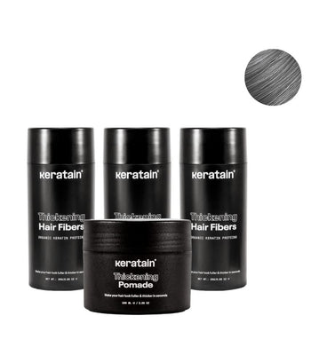 3x Keratain haarvezels + gratis Keratain pommade - Grijs (25 gr)