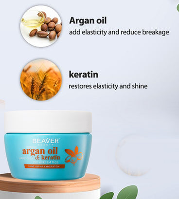 Beaver Argan Oil & Keratin repair haarmasker (250 ml)