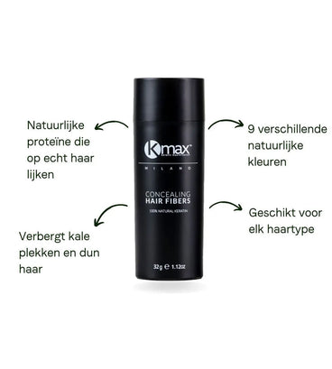 Kmax keratine haarvezels - Zwart (32 gr)